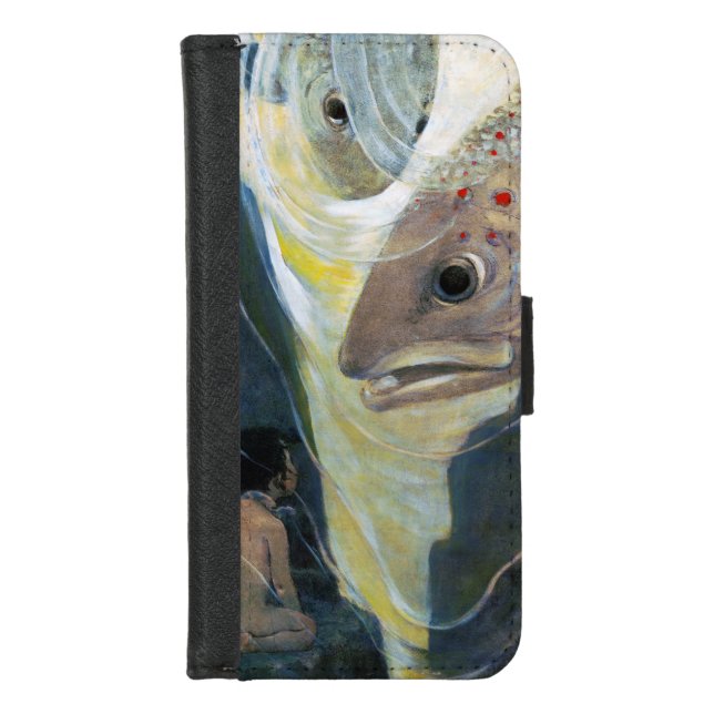 Water Baby and Fish, Jessie Willcox Smith iPhone Wallet Case (Front)