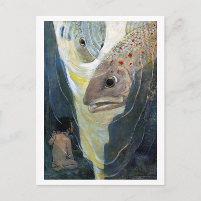 Water Baby and Fish, Jessie Willcox Smith Postcard (Front)