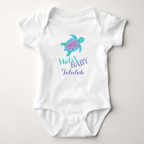 Water baby pink aqua turtle art t_shirt baby bodysuit