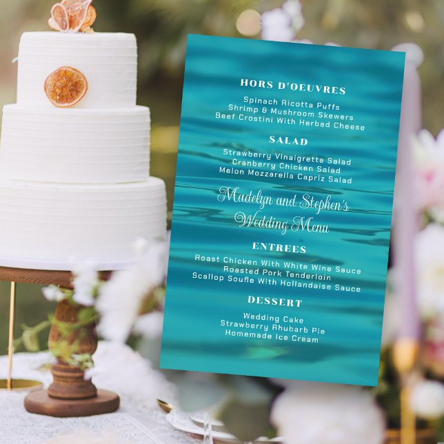 Water Background Budget Wedding Menu Template (Creator Uploaded)