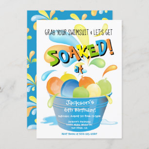 Water Balloon Birthday party Invitation