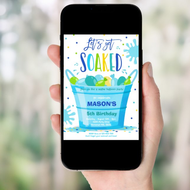 Water Balloon Birthday Party Summer Water Balloon Invitation (Front Digital)