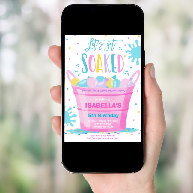 Water Balloon Birthday Party Summer Water Balloon Invitation (Front Digital)