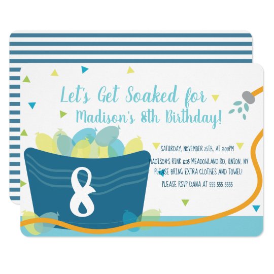 Water Balloon Fight Birthday Invitation