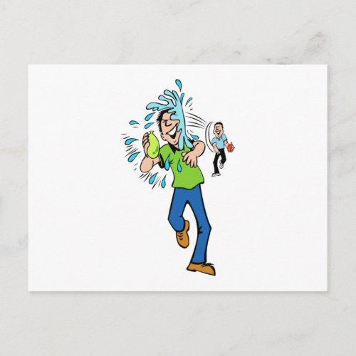 Water Balloon Fight Postcard