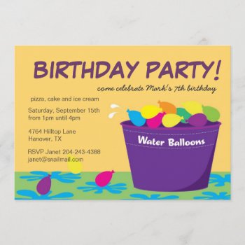 Water Balloon Party Invitation by NanandMimis at Zazzle