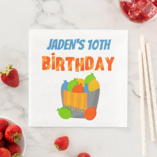 Water Balloon Pool Party Kids Summer Birthday Paper Dinner Napkins