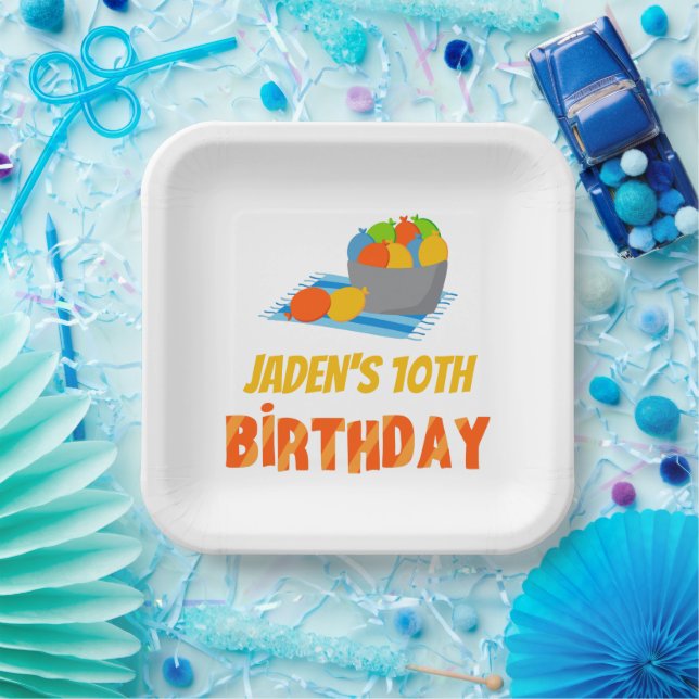 Water Balloon Pool Party Kids Summer Birthday Paper Plates (Party)