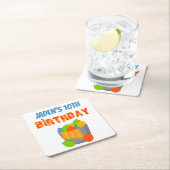 Water Balloon Pool Party Kids Summer Birthday Square Paper Coaster (Insitu)