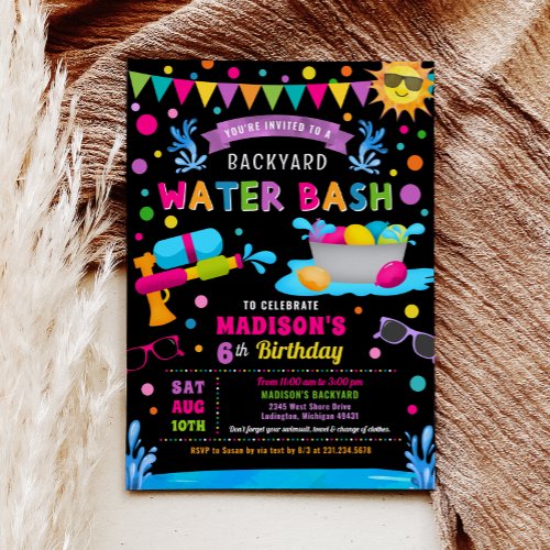 Water Bash Girl Summer Birthday Party Invitation