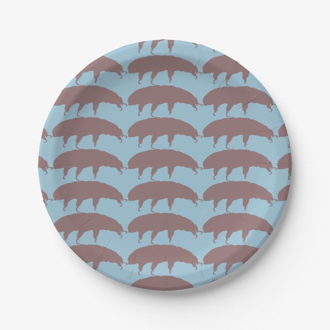Water Bear Tardigrade Silhouette Cute Creature Paper Plates (Front)