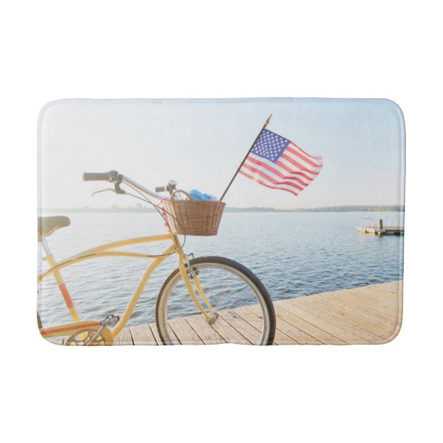 Water | Bicycle By the Lake Bath Mat (Front)