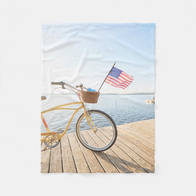 Water | Bicycle By the Lake Fleece Blanket (Front)