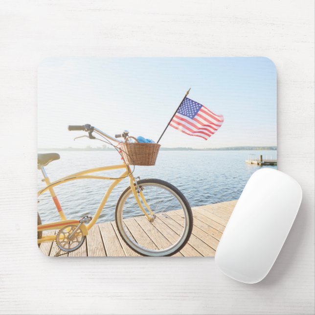 Water | Bicycle By the Lake Mouse Pad (With Mouse)