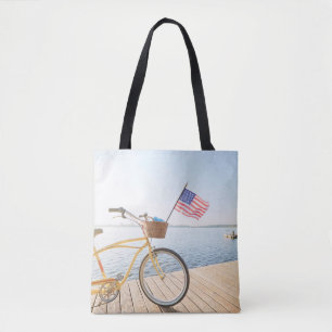 Water   Bicycle By the Lake Tote Bag