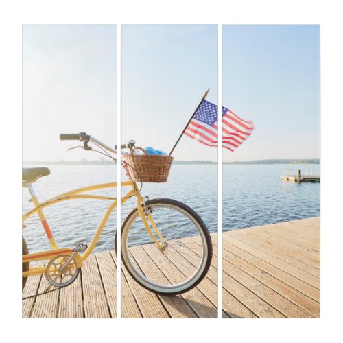 Water  Bicycle By the Lake Triptych