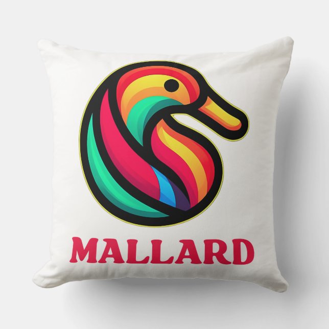 Water Bird Mallard Throw Pillow (Front)