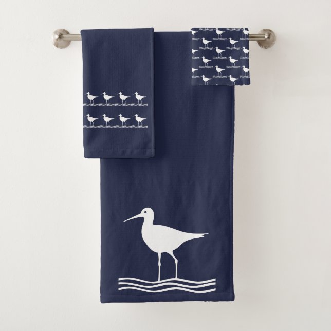 Water bird  Ocean Blue & white towel set (Insitu)