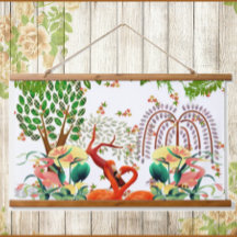 Water Birds Flamingo Couple Tree of Life Spring