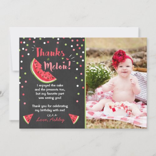 Water Birthday Party Melon Thank You Card Summer