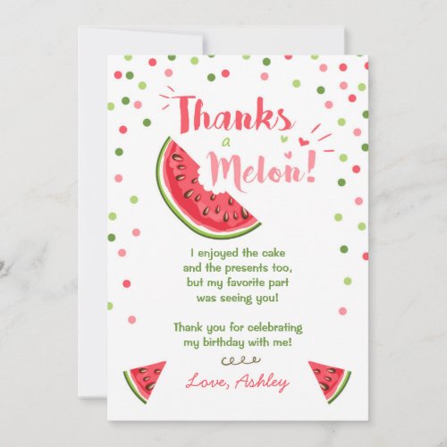 Water Birthday Party Melon Thank You Card Summer