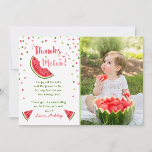 Water Birthday Party Melon Thank You Card Summer