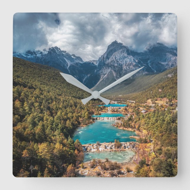 Water | Blue Moon Lake, China Square Wall Clock (Front)