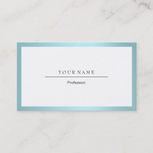 Water Blue Ocean Frame Minimal White Metallic Business Card