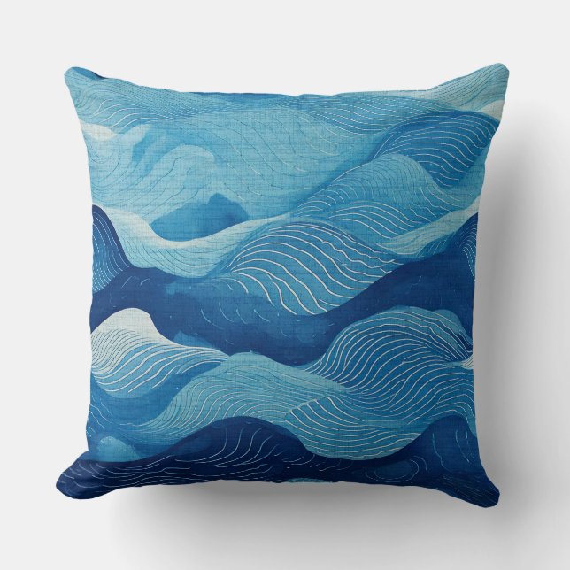 water blue pattern throw pillow (Front)
