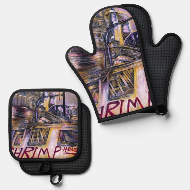 Water.born Mystery Meat. Oven Mitt & Pot Holder Set (Front/Back)