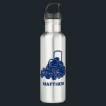 Water Bottle<br><div class="desc">Whether he's on the job or taking some much needed time off,  he'll love drinking from this personalized water bottle that features an illustration of a commercial style lawn mower in navy blue. Makes a great gift for landscapers!</div>