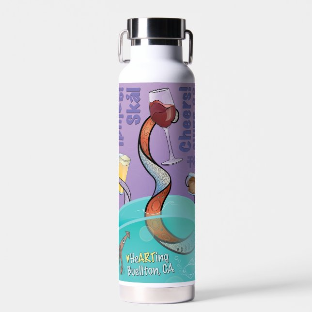 Water Bottle - Cheers!! - Buellton.Art (Front)