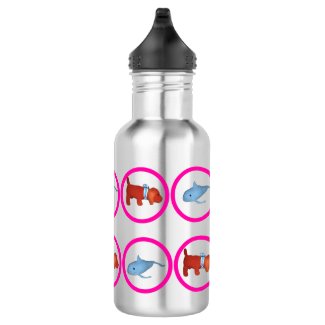 Water Bottle - Circles with Whale and Dog