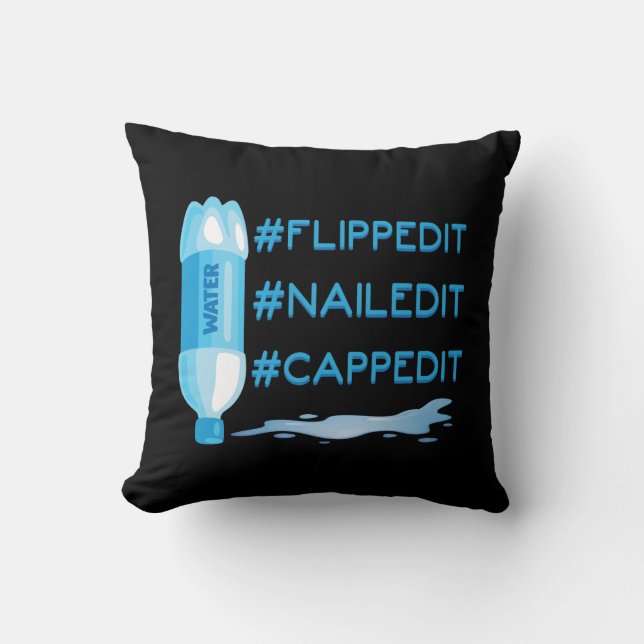 Water Bottle Flipping Champion Flip Champ Throw Pillow (Front)