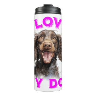 Water Bottle "I Love My Dog" – Spaniel Illustratio