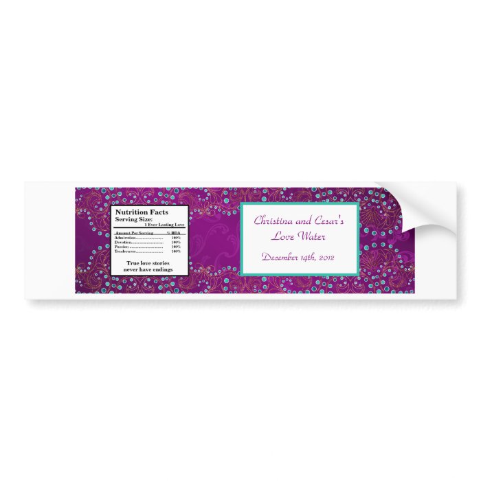 Water Bottle Label Arabian Purple Bumper Stickers