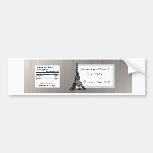 Water Bottle Label Black Eiffel Tower