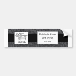 Water Bottle Label Black Gray Formal Gothic Print