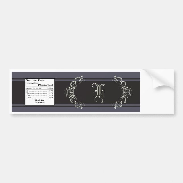 Water Bottle Label Black Tie Affair Gray Elegant (Front)