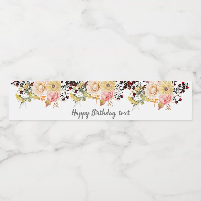 water bottle LABEL - boho floral (Single Label)