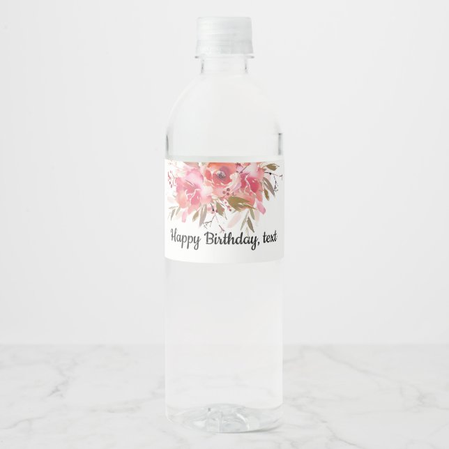 water bottle LABEL - boho floral (Front)