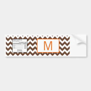 Water Bottle Label Brown Orange Chevron Name