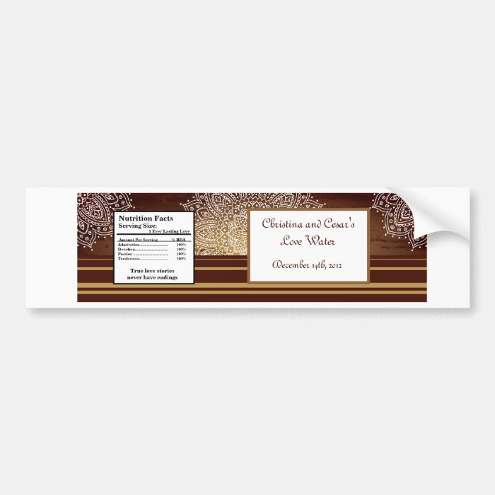 Water Bottle Label Deep Moroccan Brown Bumper Sticker