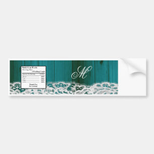 Water Bottle Label Distrissed Teal Wood Lace