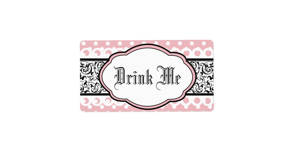 Water Bottle Label - Elegant Pink and Black | Zazzle.com