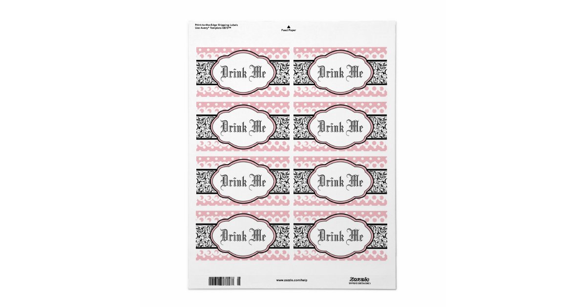 Water Bottle Label - Elegant Pink and Black | Zazzle.com