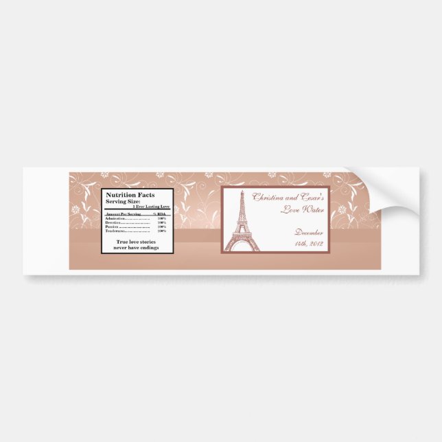Water Bottle Label Floral Spiral in Paris (Front)