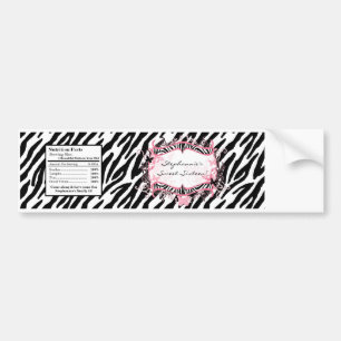 Water Bottle Label Girly Butterfly Zebra Print
