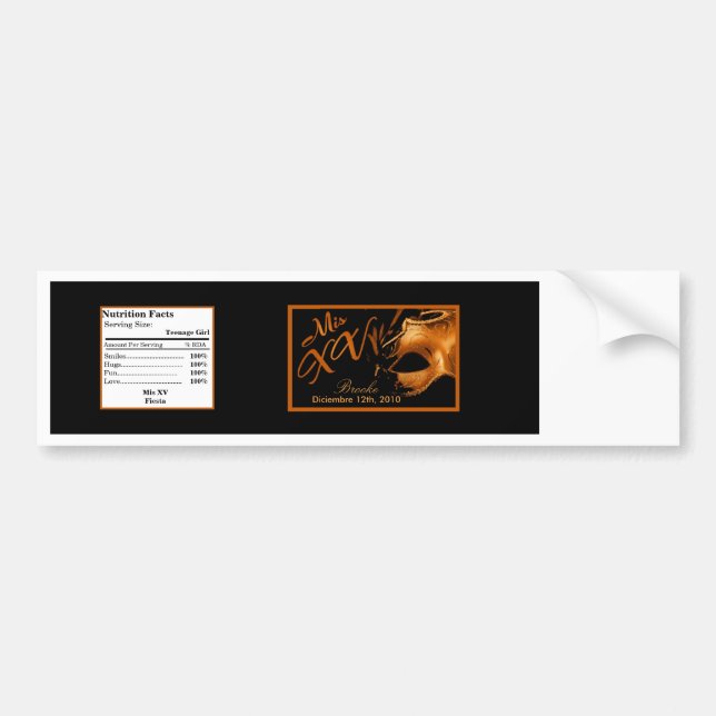 Water Bottle Label Mis XV Orange Black (Front)