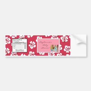 Water Bottle Label Pink Hawaiian Luau Tropical
